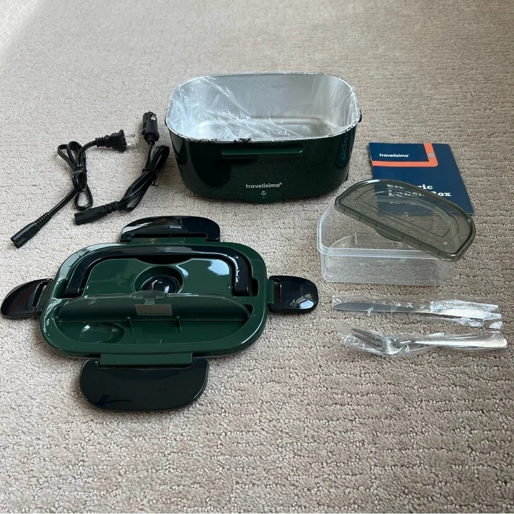 Travelismo Bari Electric Lunch Box + Carry Bag in Dark Green
